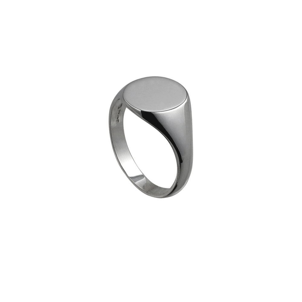 Silver 14x12mm plain solid oval Signet Ring Sizes N-W - Image 2