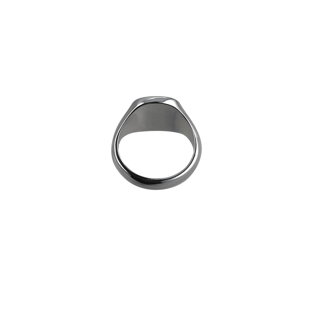 Silver 14x13mm plain solid cushion Signet Ring Sizes R-W - Image 3