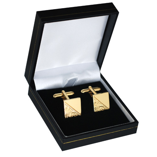 GP 14mm square hand engraved swivel Cufflinks - Image 2