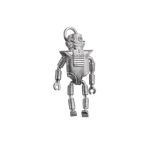 Silver 25x17mm moveable Robot Pendant or Charm