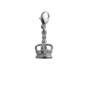 Silver 12x8mm Royal Crown Charm with a lobster catch