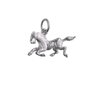 Silver 10x21mm Running Horse Pendant or Charm