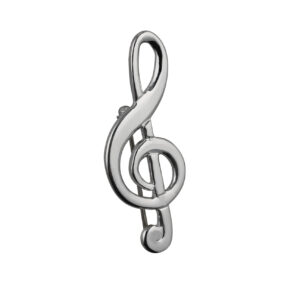 Silver 50x20mm G Clef Brooch