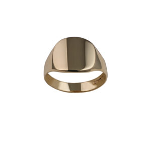 9ct Gold 12x12mm solid plain cushion Gents Signet Ring Sizes R-Z