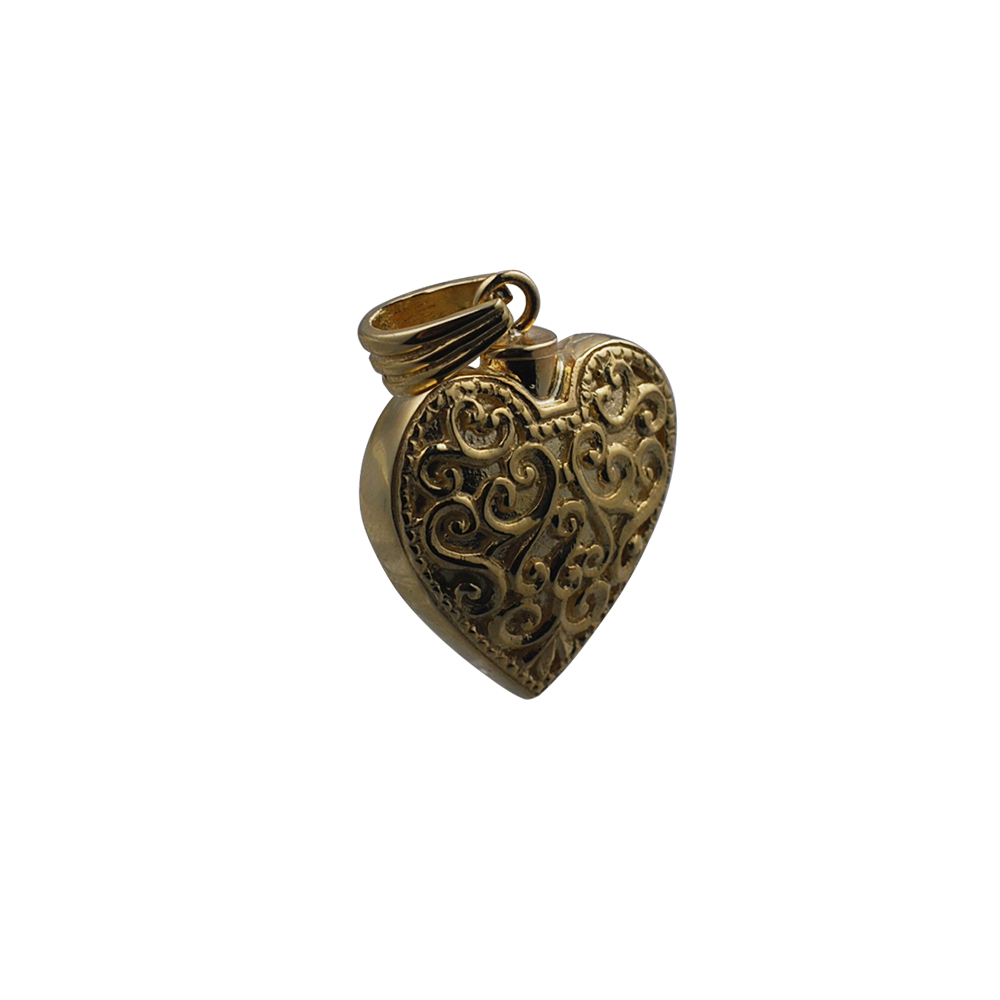 9ct Gold 25x22mm handmade Embossed Heart Memorial Locket - Image 5